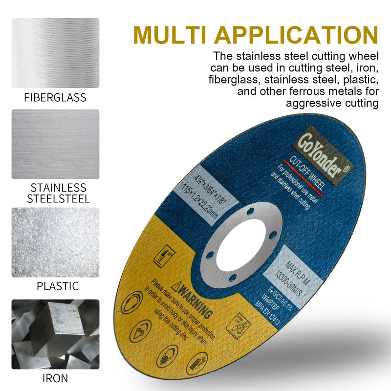GoYonder 50 Pack 4.5" Cutting Wheel for Metal,Stainless and Steel 4-1/2" x 0.045 x 7/8-Inch Ultra Thin Cut-Off Wheel for Angle Grinders - Blue - Image 3